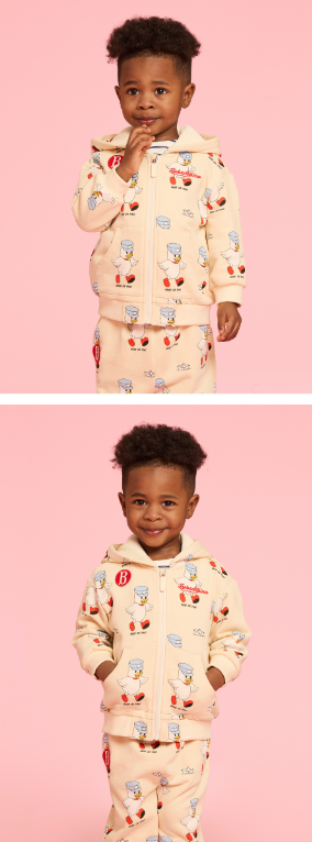 BEBE DE PINO All over joy baby hooded zip up jacket