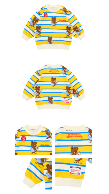 BEBE DE PINO All over play bear baby stripe sweatshirts