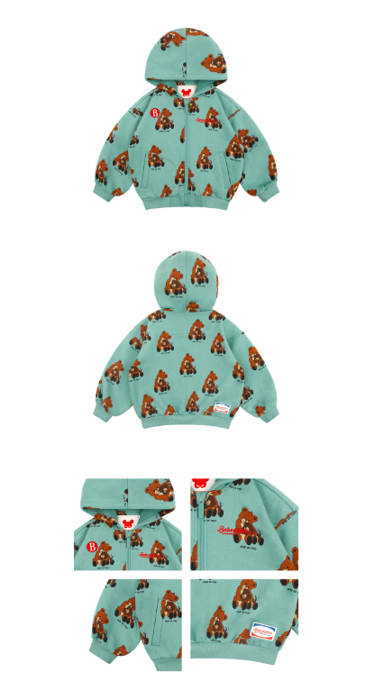 BEBE DE PINO All over hug bear hooded zip up jacket