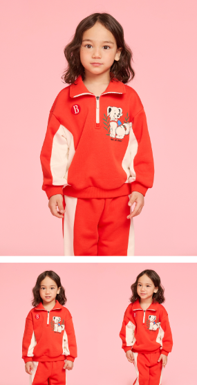 BEBE DE PINO Smiling puppy color block sweatpants