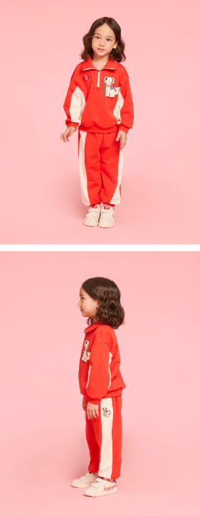 BEBE DE PINO Smiling puppy color block sweatpants