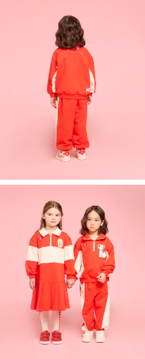 BEBE DE PINO Smiling puppy color block sweatpants