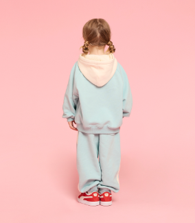 BEBE DE PINO Smiling puppy color block hoodie sweatshirt