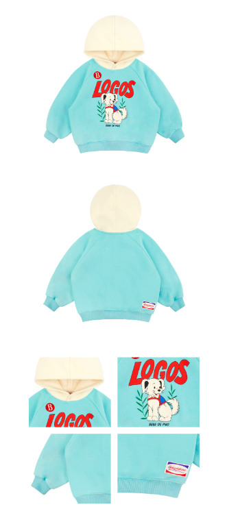 BEBE DE PINO Smiling puppy color block hoodie sweatshirt