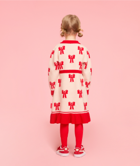 BEBE DE PINO All over ribbon scallop collar sweater dress