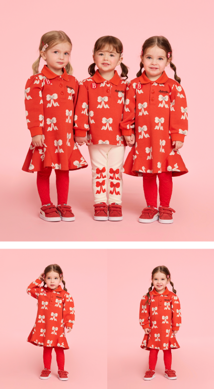 BEBE DE PINO All over puff ribbon baby jacquard dress