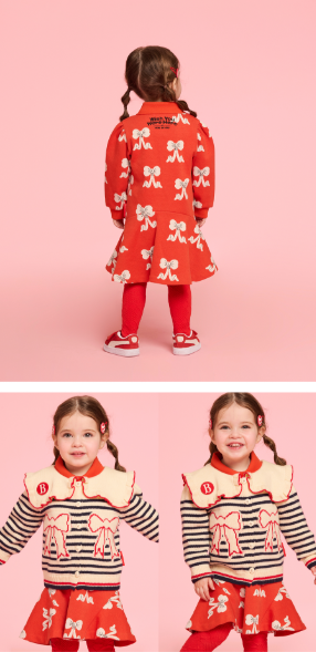 BEBE DE PINO All over puff ribbon baby jacquard dress