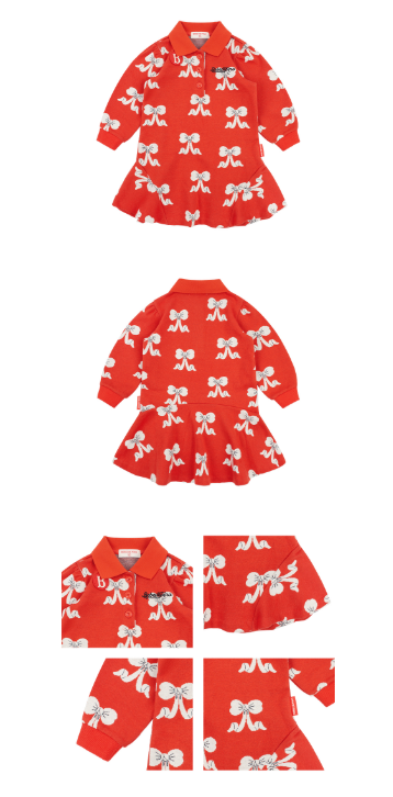 BEBE DE PINO All over puff ribbon baby jacquard dress