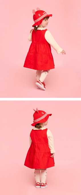 BEBE DE PINO Ribbon bunny baby check frill dress
