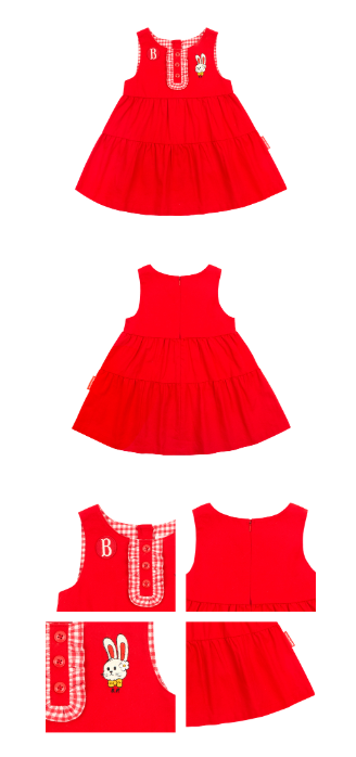 BEBE DE PINO Ribbon bunny baby check frill dress