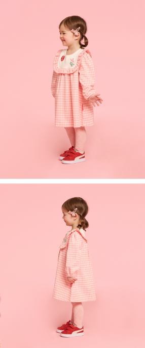 BEBE DE PINO Flower bird baby jacquard check dress