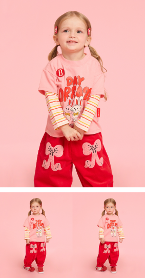 BEBE DE PINO Twin bunny baby layered tee
