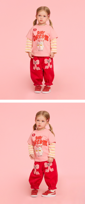 BEBE DE PINO Twin bunny baby layered tee