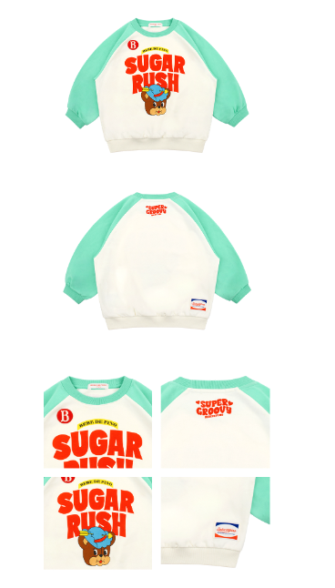 BEBE DE PINO Sugar bear raglan color block sweatshirt