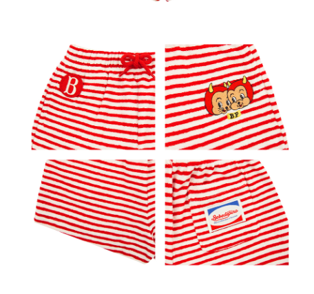BEBE DE PINO Little demons baby stripe terry short pants
