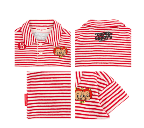 BEBE DE PINO Little demons baby stripe terry short sleeve tee