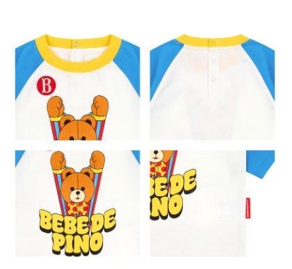 BEBE DE PINO Groovy bear baby raglan three quarter sleeve tee
