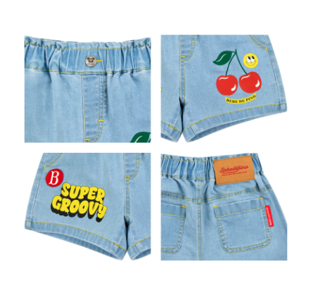 BEBE DE PINO Smile cherry baby denim short pants