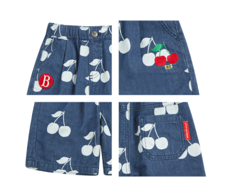 BEBE DE PINO All over cherry baby half denim pants