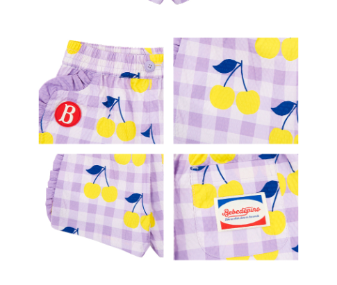 BEBE DE PINO All over check cherry baby ruffle short pants
