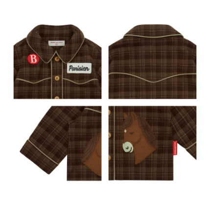 BEBE DE PINO Pony baby western plannel check shirt