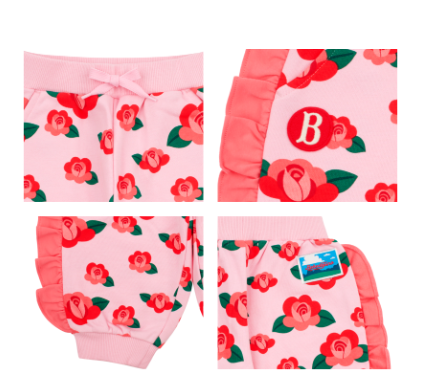 BEBE DE PINO All over camellia baby frill sweatpants