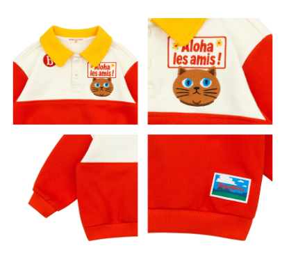 BEBE DE PINO Aloha cat baby color block sweatshirt