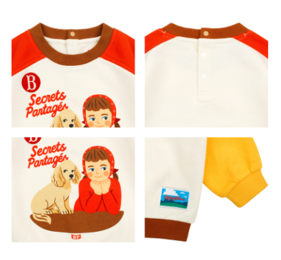 BEBE DE PINO Parisien friends baby color block sweatshirt