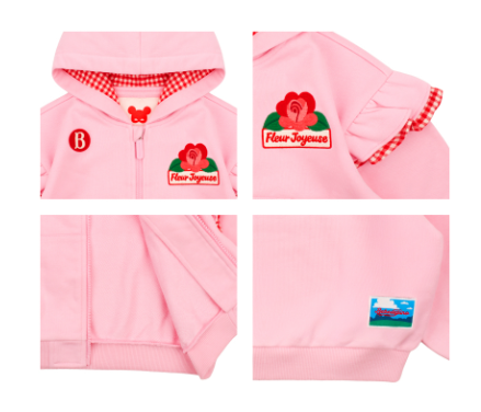 BEBE DE PINO Camellia ruffle hoodie zip up jacket