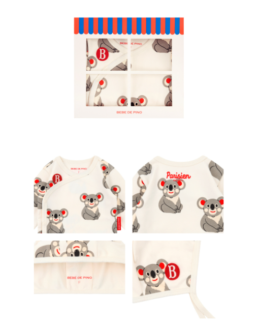 BEBE DE PINO All over koala newborn overall set