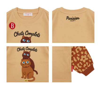 BEBE DE PINO Aloha cat layered long sleeve tee