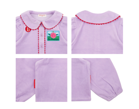 BEBE DE PINO Rose velour collar blouse