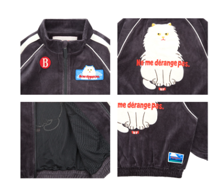 BEBE DE PINO Persian cat velour zip up jacket