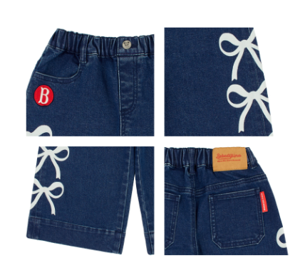 BEBE DE PINO Ribbon Wide-Fit Denim Pants