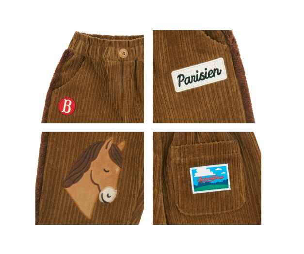 BEBE DE PINO Pony baby applique corduroy pants
