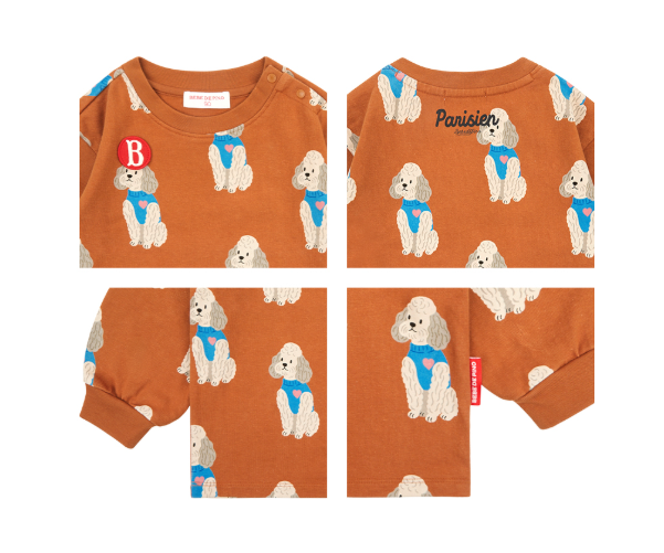 BEBE DE PINO All over poodle baby long sleeve tee