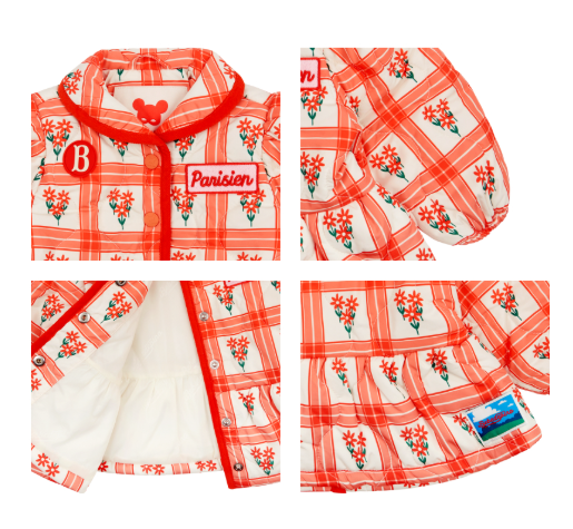 BEBE DE PINO All over bouquet check baby quilting jacket