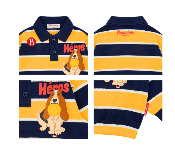 BEBE DE PINO Heros baby stripe pique collar tee