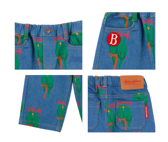 BEBE DE PINO Parrot baby denim pants