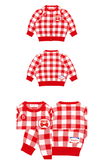 BEBE DE PINO Hello Ribbon baby check cardigan