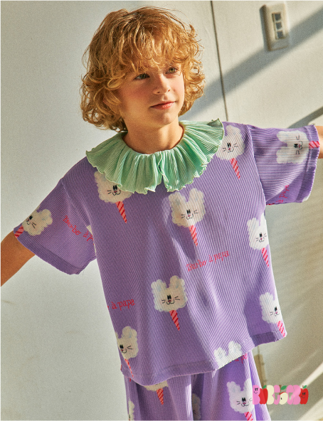 BEBEBEBE 2024 PRE-SUMMER Rabbit cotton candy pleats SET