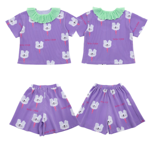 BEBEBEBE 2024 PRE-SUMMER Rabbit cotton candy pleats SET