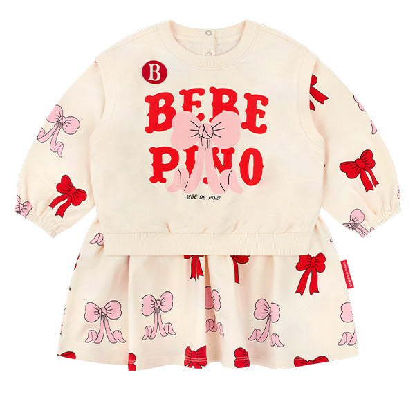 BEBE DE PINO All over puff ribbon baby layered dress