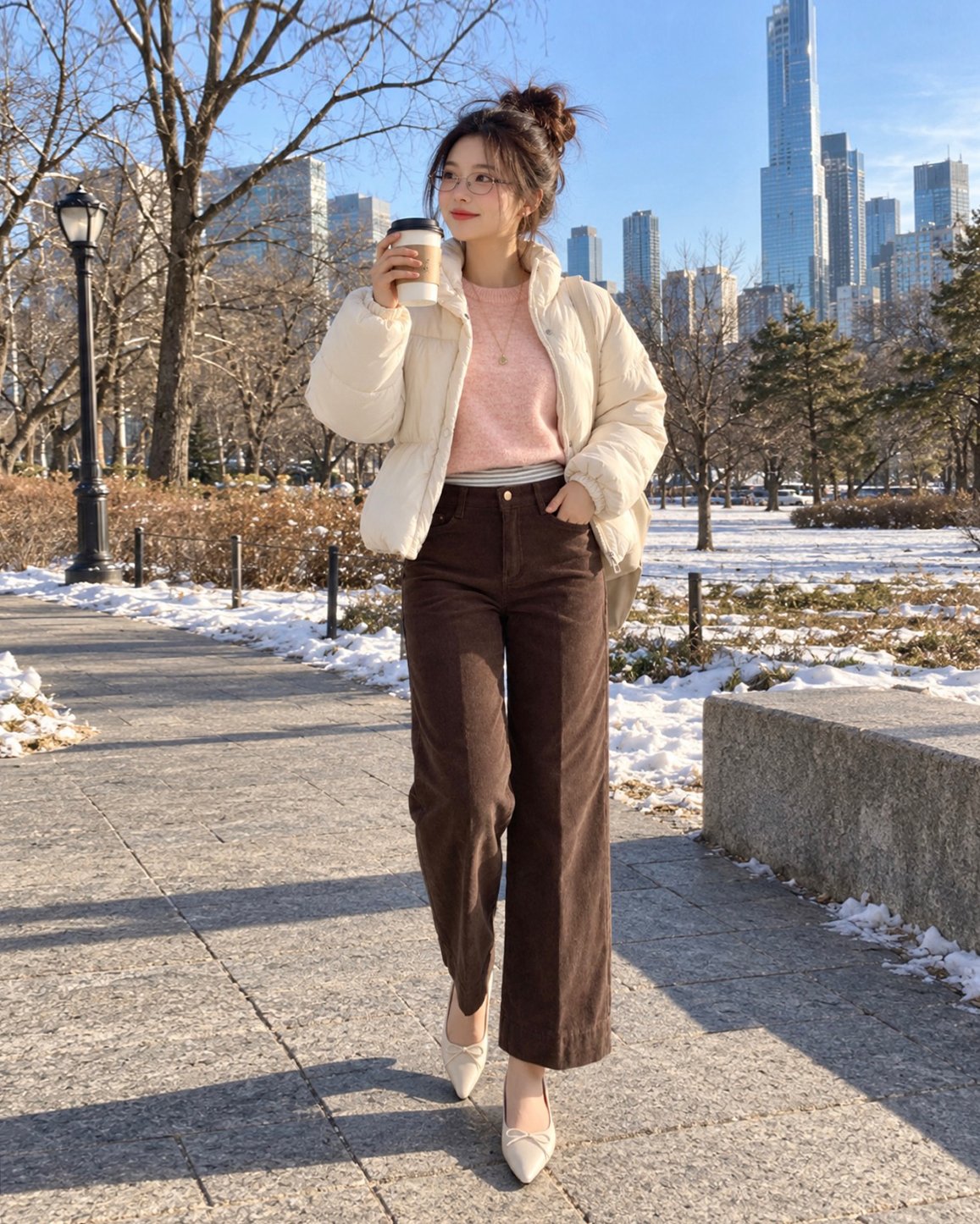 MOMS WEAR HOWLUK Wide crop corduroy pants (Fleece inside)