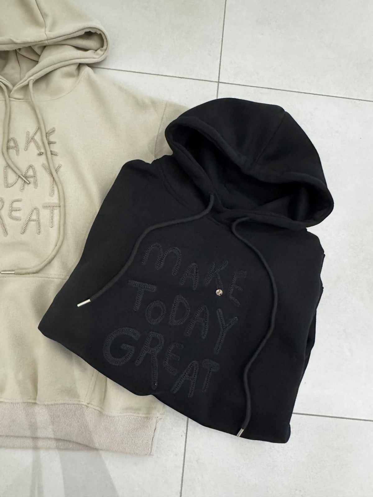 MOMS WEAR Make Hood Box Sweatshirt Layered Long Hoodie