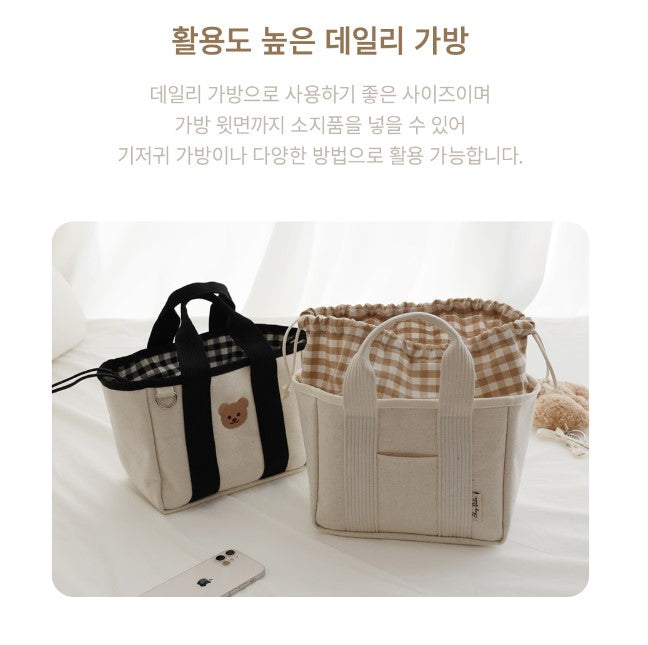 CHEZBEBE Check String Tote Bag