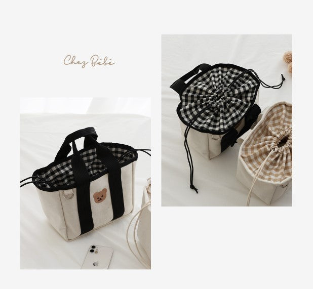 CHEZBEBE Check String Tote Bag