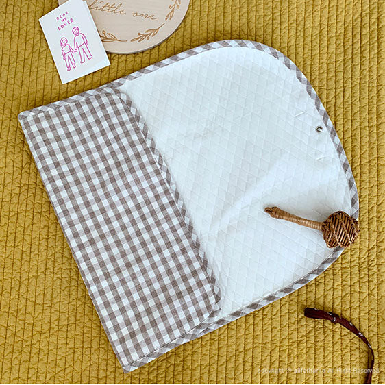 Portable Internal / PVC Waterproofing Diaper Pad - Brown Checkered