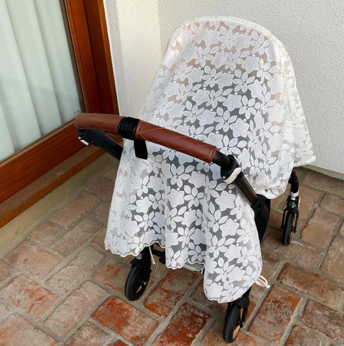 Violet Lace Stroller Curtain
