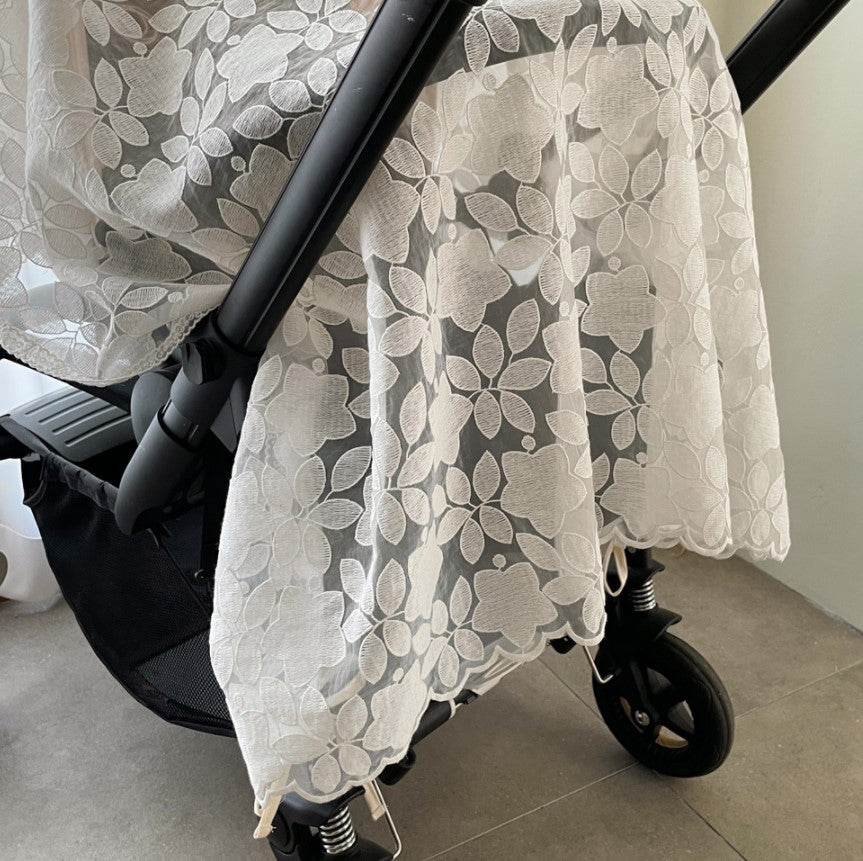 Violet Lace Stroller Curtain